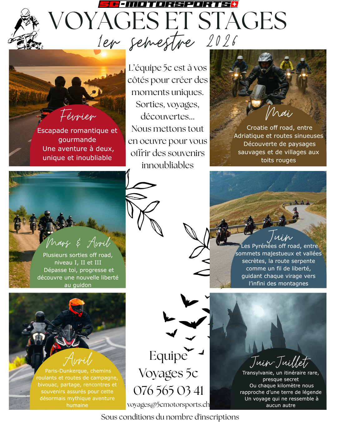 image d'un flyer présentant le programme des prochains roadtrip organisées par 5c